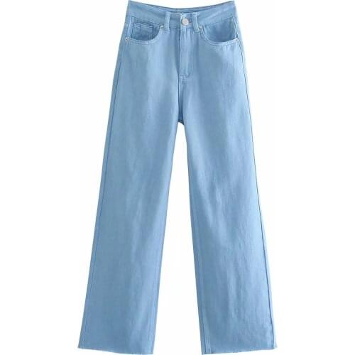 Dave&Di Ins Fashion Blogger Colorful Summer High Waist Jeans Wide Leg Denim Pants Women Loose MomJeans Woman