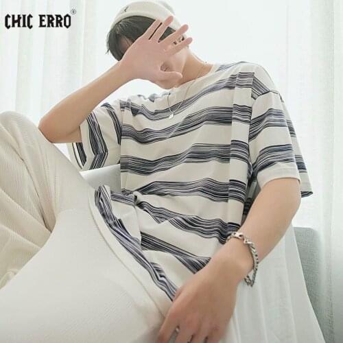 Women and Men T Shirt Summer Short Sleeve O Neck Striped Korean Fashion Harajuku Vintage Vogue Japan Thin Love Couple Clothes