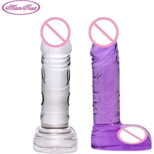 Man Nuo Jelly Dildo Realistic Sex Toys for Woman 4 colors Mini Size Soft Male Artificial Penis Suction Cup Strapon Dick R4
