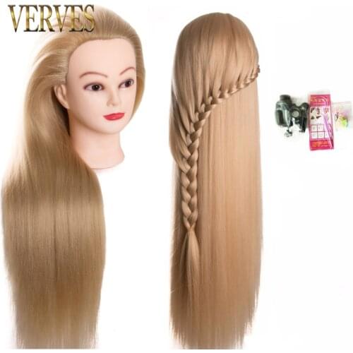 VERVES head dolls for hairdressers 80cm hair synthetic mannequin head hairstyles Female Hairdressing Styling Training Head