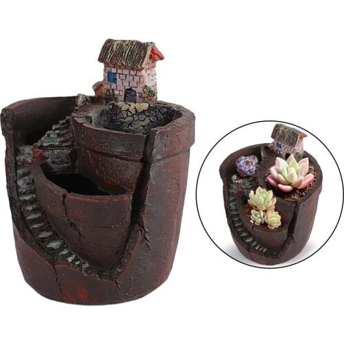 Creative Plants Pot Mini Fairy Garden and Sweet House for Decoration, Adorable Succulent Plants Pot