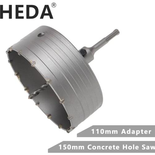 HEDA 150mm Concrete Tungsten Carbide Alloy Core Hole Saw SDS PLUS Electric Hollow Drill Bit Air Conditioning Pipe Cement Stone
