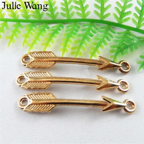Julie Wang 40pcs Rose Gold Curved Arrow Alloy Charms Suspension Necklace Pendants Findings DIY Jewelry Making Accessory