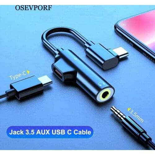 Type c to 3.5mm Headphone jack 3.5 AUX USB C Cable For Huawei P30 P20 pro Xiaomi Mi 9 8 Oneplus 7 Audio USB C Adapter Splitters