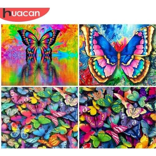 HUACAN Picture By Numbers Butterfly DIY Frame Home Decor HandPainted Wall Art Paint By Number Animal For Living Room