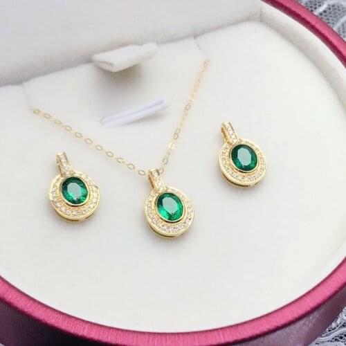 AZJ Solid 18K Yellow Gold Nature Green Emerald 0.4ct Pendant for Women Fine Women Birthdays Presents