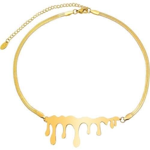 Statement Stainless Steel Gold Color Irregular Geometric Choker Necklace New Design Snake Chain Necklace Fashion Jewelry