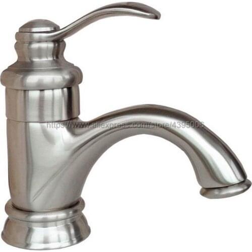 Brushed Nickel Brass Single Handles Bathroom Vessel Sink Lavatory Faucet Bbn008