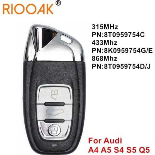 Modified Remote Car Key FOB For Audi 2008 2009 2010 2011 2012 2013 2014 A4 A5 Q5 8T0959754C 8T0959754D