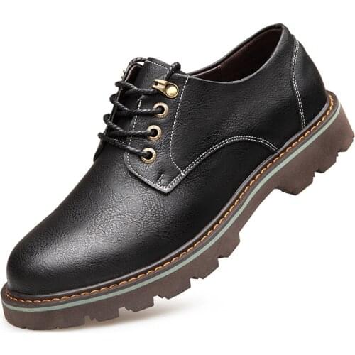 Mens Leather Shoes Leather Boots Tooling Shoes Popular Multifunctional Fashion Round Solid Color Casual Leather Shoes Trend