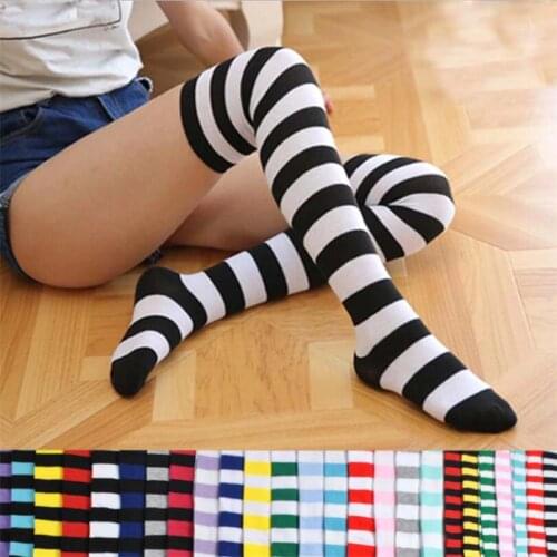 Fashion women striped socks above knee cotton socks colorful stripes long tube socks girls lady female stockings sexy sox