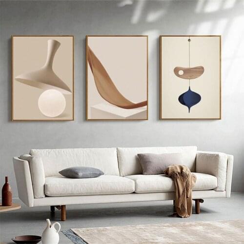 Solid geometry Overlapping burlywood modern Nordic decorative Picture Canvas Wall Art Poster Painting for bedroom decoration