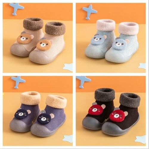 Autumn and Winter Childrens Floor Socks, Baby Toddler Socks, Baby Footwear, Plus Pile Loops, Thickened Non-slip Floor Shoes