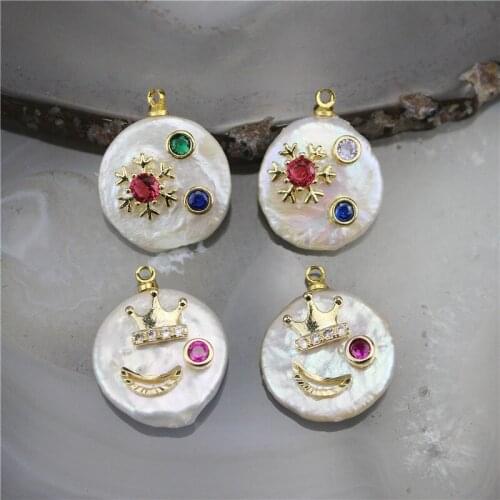 10-20mm 10pcs/lot New design freshwater pearl with cz charm pendant,irregular natural pearl pendant,handmade jewelry component