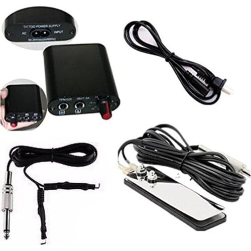Pro Mini Tattoo Power Stainless Steel Foot Switch Pedal Clip Cord Kit Supply