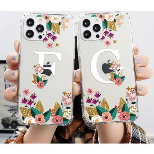 Letter Flower Transparent Phone Case For Samsung Galaxy A50 A51 A71 A21S A12 A70 S21 S20 FE 5G PC airbag shockproof Clear Covers