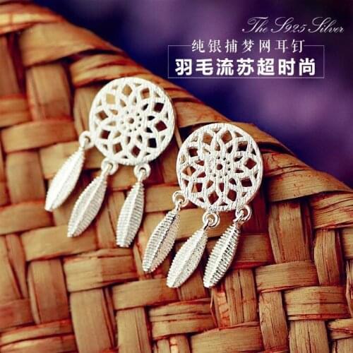 925 Sterling Silver Dreamcatcher Stud Earrings For Women Casual Style Girl Earings Personality