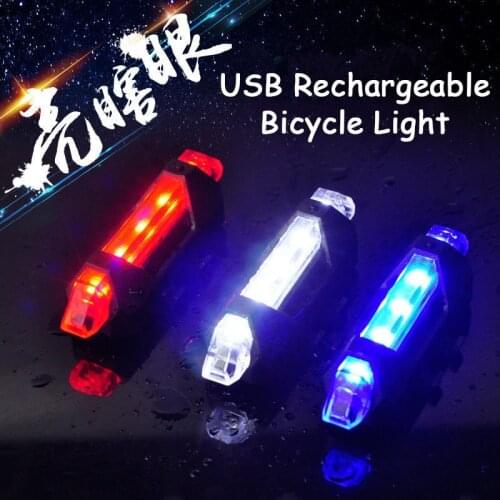 Bicycle Light USB Rechargeable LED Front Rear Tail Light Cycling Safety Warning Taillight Bike Bicycle Accessories