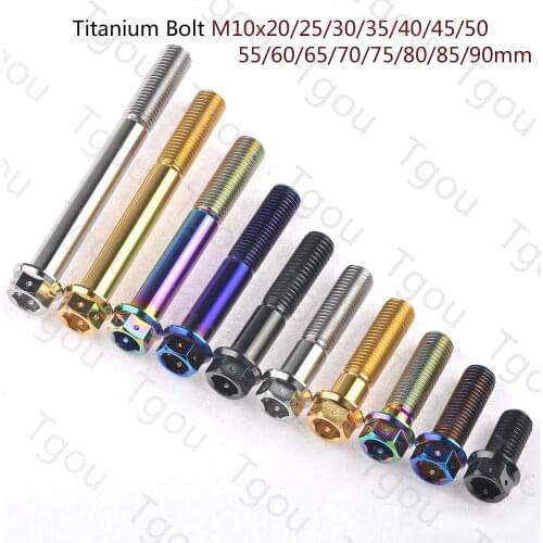 Tgou Titanium Bolt M10x20~90mm Pitch1.25/1.5mm Flange Inner Outer Hexagon Screws for Motorcycle Disc Brake Refitted