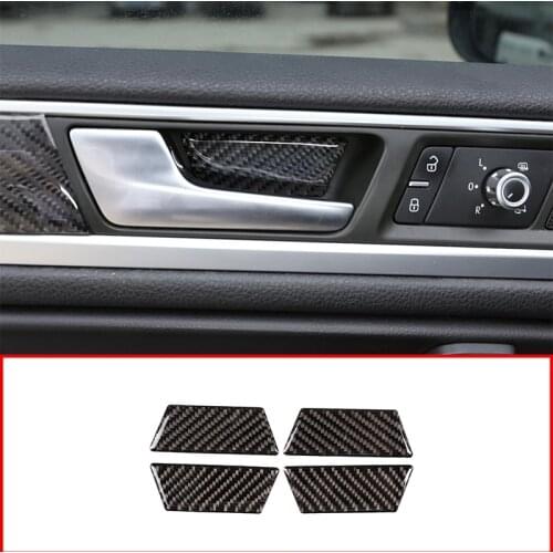 For Volkswagen Touareg 2011-2018 Rea Carbon Fiber Interior 3D Sticker Inner Car Door Handle Bowl Trim Cover Accessories 4pcs