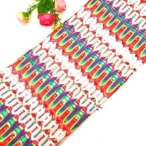 Knitting Lace Fabrics Zig Zag Wave Striped Lace Crochet Mesh Fabric Diy Fashion Cloth 150CM #1015