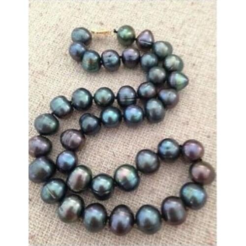 Jewelry Pearl Necklace TAHITIAN 11-12MMSOUTH SEA BLACK BLUE PEARL NECKLACE 18inch