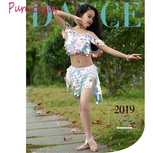 Women Oriental Dance Clothes Sexy Big Sequins Bra+Long Skirt+Foot decoration 3pcs For Gilrs bellyDance costumes