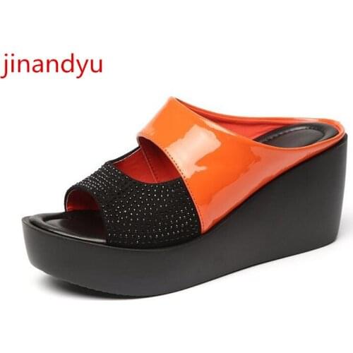 Rhinestone Heels Woman Slippers Wedges Platform Shoes High Heels Fashion Summer Shoes Comfy Casual Slippers Slides Wedge Sandals