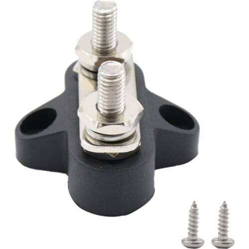 1/4'' DC 48V Battery Power & Ground Insulated Stainless Steel Stud Junction Post, Car Electronics (Black)