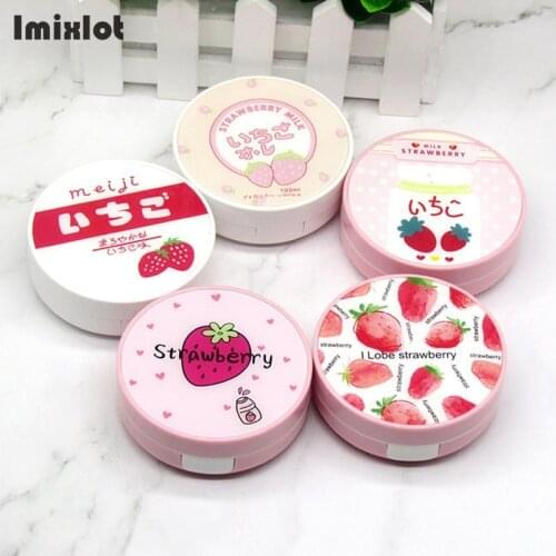 1Pc New Cute Fruit Strawberry Contact Lens Case Travel Glasses Lenses Box For Unisex Eyes Care Kit Holder Container Support Gift