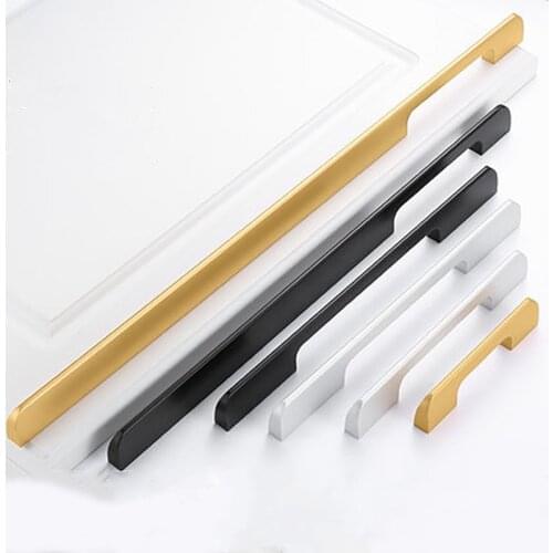 2pc/lot Modern Long Black Gold Cabinet Handles Wardrobe Kitchen Cupboard Pulls Drawer Knobs Door Furniture Handle Hardware
