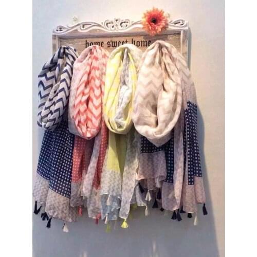 2016 Fashion Grid Print Scarves Women Zigzag Print Tassel Shawls Hijab Wrap Geometry Scarves10pcs/lot Free Shipping