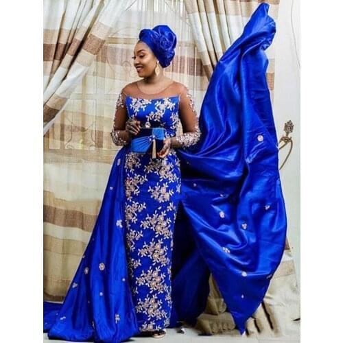 2021 Desginer Jewel Neckline Mermaid with Oveskirts Prom Dresses High End Quality Evening Dresses Party Dress