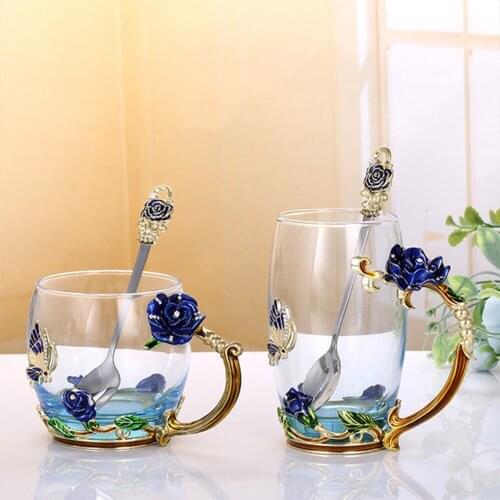 3PCS/Set Enamel Glass Coffee Mugs Tea Cups Mug Handmade Heat Resistant Glasses Water Cup Drinkware Birthday Party Gifts