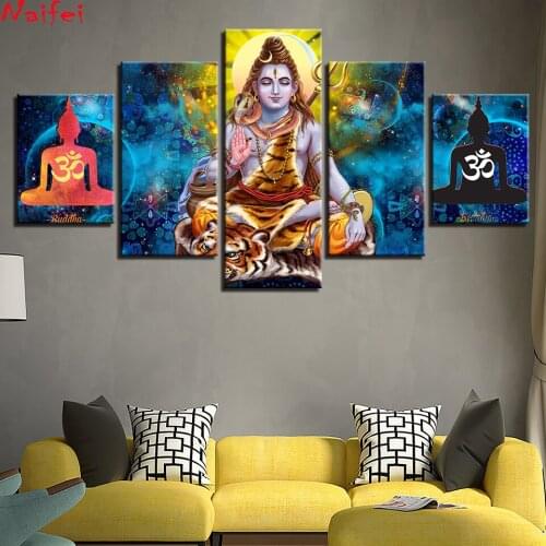 DIY 5D Diamond Painting 5 Pieces Hindu God Lord Shiva Full square Diamond Embroidery Embroidery Diamond Home decoration
