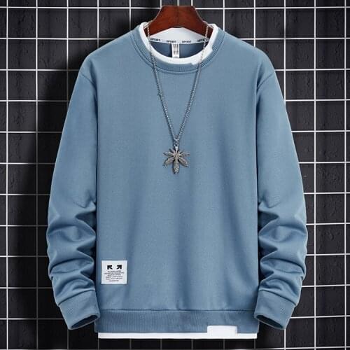 BROWON Brand Autumn New Fashion Hoodies Men Casual Loose Solid Color Oversized Male O- Neck Sports Sweatshirt Pullover