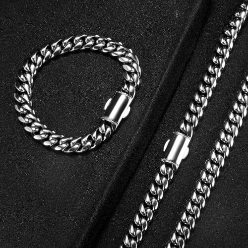 Hot Sale Curb Cuban Link Chain Necklace Men and Women 2021 Stainless Steel Silver Bracelet Fashion Jewelry Hip Hop Style