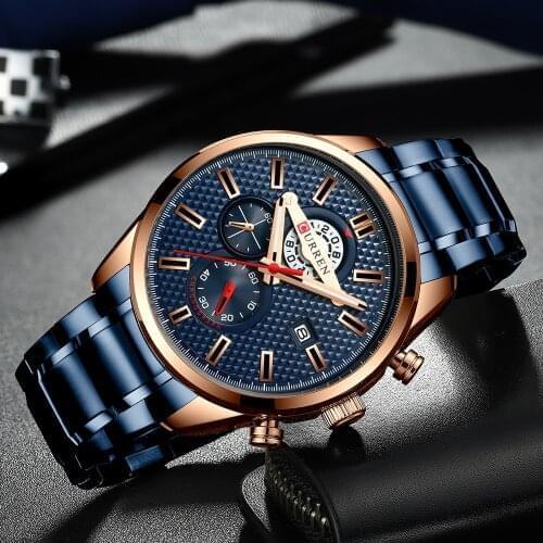 CURREN New Fashion Men Watch Business Multifunction Chronograph Quartz Wrist Watch Casual Waterproof Stainless Steel Clock Time
