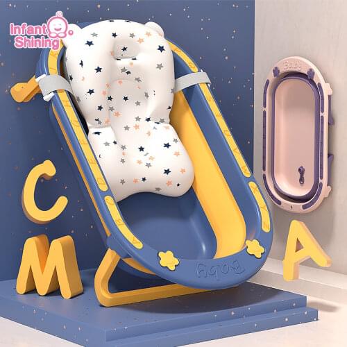 Infant Shining Baby Bath Tub Folding Bathtub with Bath Mat for Baby Shower Newborn 0-6 Years Large Size Baby Shower Baby Tubs