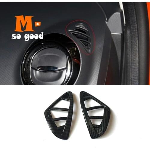 For Renault Captur 2013 2014 15 2016 ABS Carbon fiber Glossy Upper Air Condition Vent Outlet Cover Trim Car Styling Accessories