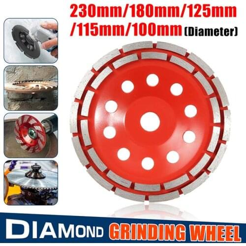 DOERSUP 100/115/125/180/230mm Double Row Diamond Grinding Wheel Disc Bowl Shape Grinding Cup Concrete Granite Stone Ceramic Tool
