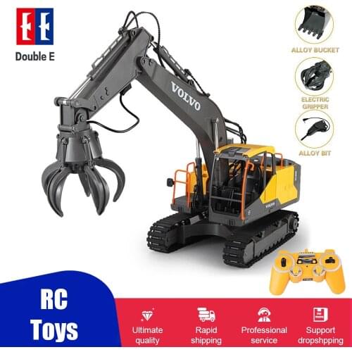 1:16 E568 Alloy Rc Excavator 2.4G Alloy 17CH Simulation Excavator Free Gift 3-Type Remote Control Engineer Vehicle Toys for Boys