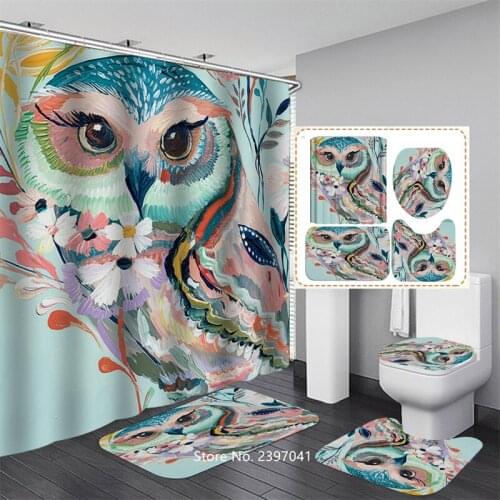 Hot Sale 3D Digital Printing Cute Animals Cats Fun Waterproof Shower Curtain Bathroom Non-slip Carpet Toilet Cover Mildew Proof