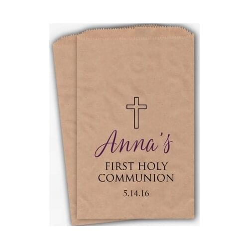 Personalised First Communion birthday popcorn candy Buffet lolly bags Baptism or Religio Bakery Cookie goody gift Favors pouches