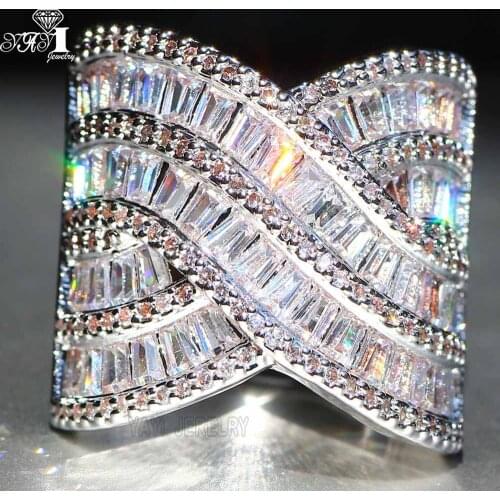 YaYI Fine Jewelry Fashion Princess Claw Set Cut White Cubic Zirconia Silver Color Engagement Wedding Party Lovers Gift Rings