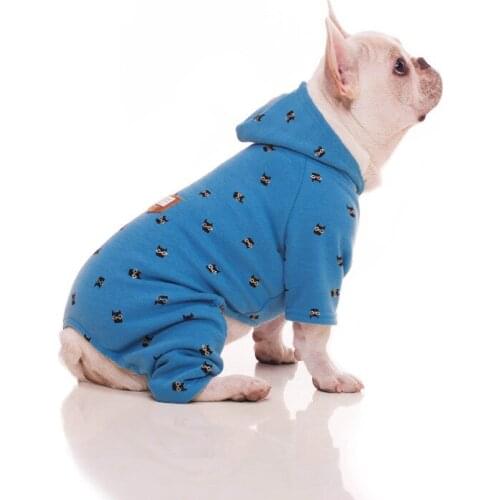 Dog Jumpsuit With Hood Winter Autumn Overalls For Dogs Hooded Sleepwear Clothing French bulldog Pet Apparel
