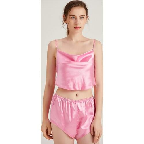 Pink Women Bride Rayon Pajamas Sets 2PCS Strap Top&Shorts Pyjamas Sleep Suit Sleepwear Nightwear Summer New Backless Home Wear