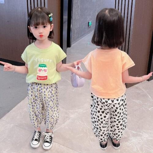 Female Baby Short-sleeved Suit 2021 Summer New Korean Version of Childrens Thin Two-piece Baby Summer Childrens Clothing