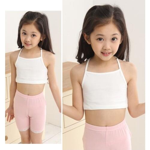 2021 Summer Childrens Clothes Girls Training Bras Sling Solid Thin Cotton Girls Bra For Girls Big Kids Wrapped Underwear