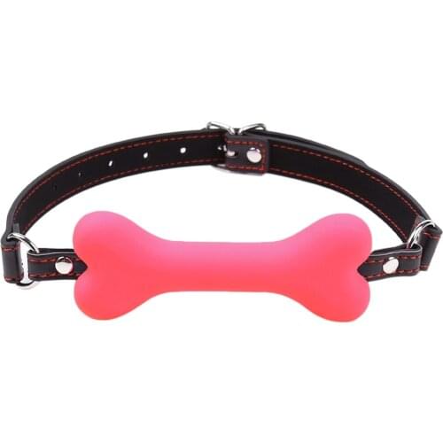 Oral Cute Leather Harness Mouth Silicone Dog Bone Ball Gag BDSM Bondage Mouth Plug Couples Flirting Sex toys Adult Games